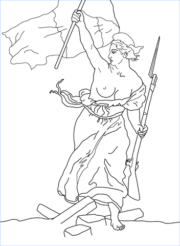 Liberty By Eugene Delacroix Coloring Page